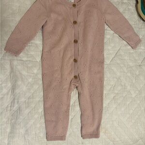 Pink Knit Button-Up Kids One Piece